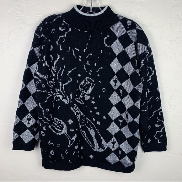 Vintage Black and White Cowl Neck Sweater - Picture 3 of 13